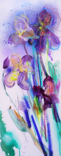 Kleine blaue Iris I Little Blue Irises by Alexandra Hiltl, Painting for Sale on Singulart