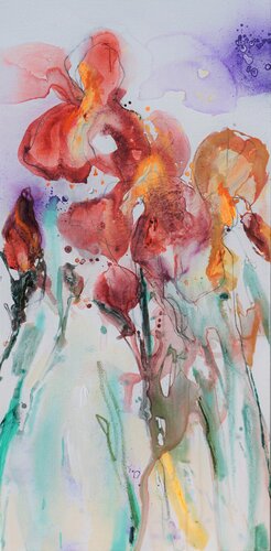 Kleine braune Iris I Little brown Irises di Alexandra Hiltl, Pittura in vendita su Singulart