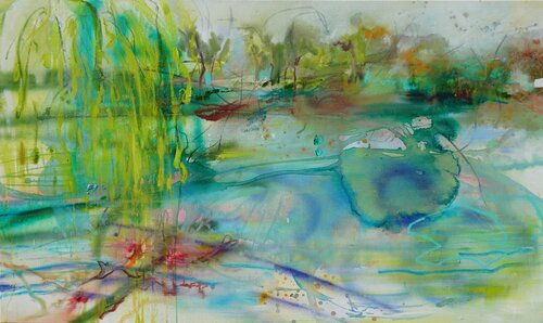 Weide am Wasser I Willow at the water di Alexandra Hiltl, Pittura in vendita su Singulart