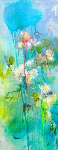 Apfelblüte im Regen I I Apple blossom in the rain I di Alexandra Hiltl, Pittura in vendita su Singulart