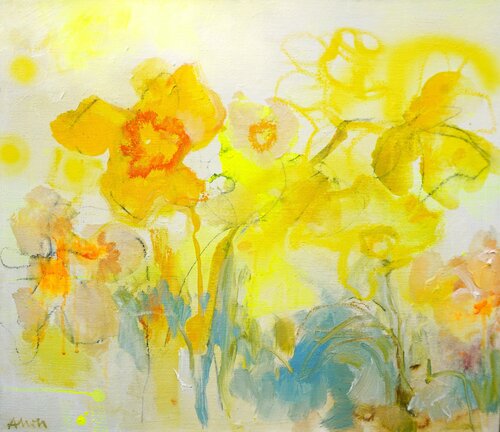 Kleine Osterglocken I Little Daffodil by Alexandra Hiltl, Painting for Sale on Singulart
