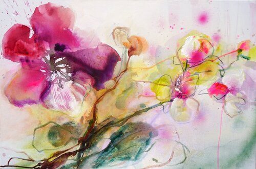 Kleine Blütenpracht 1 I Small Splendor of Blossoms 1 von Alexandra Hiltl, Malerei kaufen auf Singulart