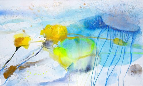 Pusteblume im Wind I Blowball in the wind de Alexandra Hiltl, Pintura a la venta en Singulart