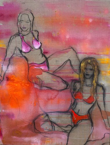 Pink Lipstick 2 van Alexandra Hiltl, Schilderij te koop op Singulart