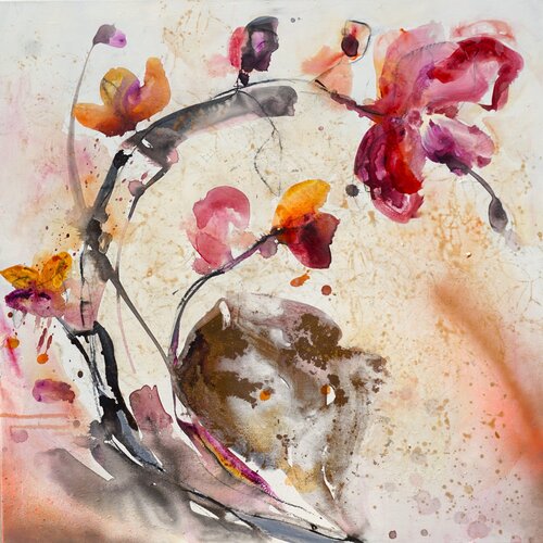 Rote Orchidee van Alexandra Hiltl, Schilderij te koop op Singulart