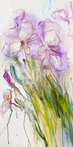 Iris im Sommerregen von Alexandra Hiltl, Malerei kaufen auf Singulart