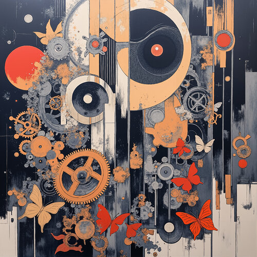 The Garden of Gears and Butterflies van Dan Obana, Afdruk te koop op Singulart