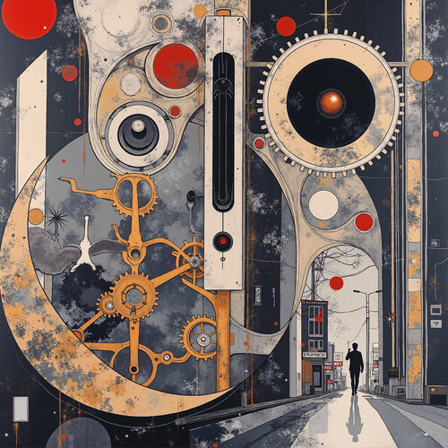 The Moonlit Mechanism and the Wandering Shadow de Dan Obana, Impresión a la venta en Singulart