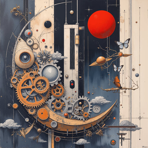 The Starry Gear-Sky Where Butterflies Dance van Dan Obana, Afdruk te koop op Singulart