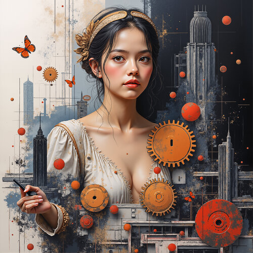 Dance of Gears and Butterflies by Dan Obana, Print for Sale on Singulart