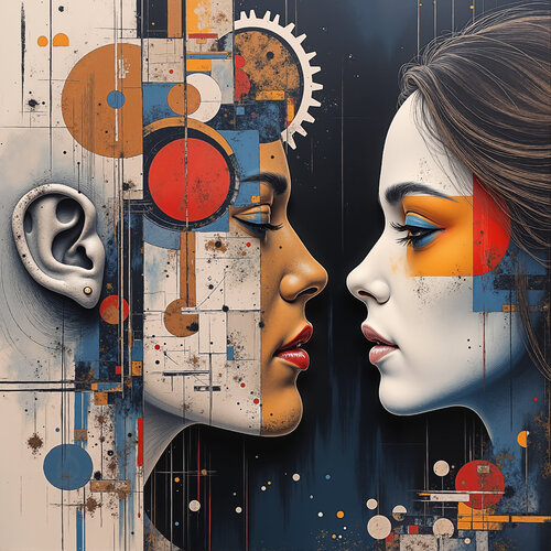 Dual Portrait Dialogue von Dan Obana, Druck kaufen auf Singulart