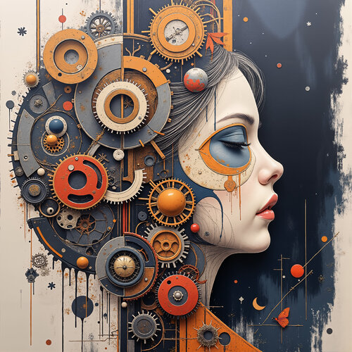 Gears of Time and the Lunar Mask di Dan Obana, Stampa in vendita su Singulart