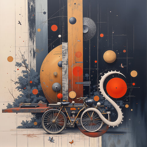 The Bicycle that Connects Planets di Dan Obana, Stampa in vendita su Singulart