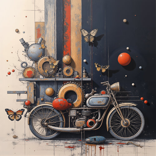 The Two-Wheeler Carrying Butterfly Memories von Dan Obana, Druck kaufen auf Singulart