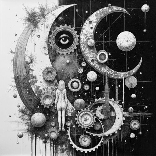 The Observer Beneath the Lunar Mechanism di Dan Obana, Stampa in vendita su Singulart