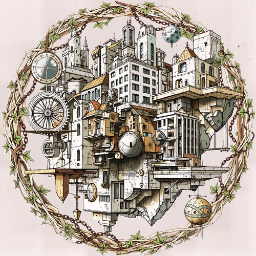 Score of the Floating City de Dan Obana, Impresión a la venta en Singulart