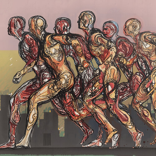 Dancers of the Red Horizon di Dan Obana, Stampa in vendita su Singulart
