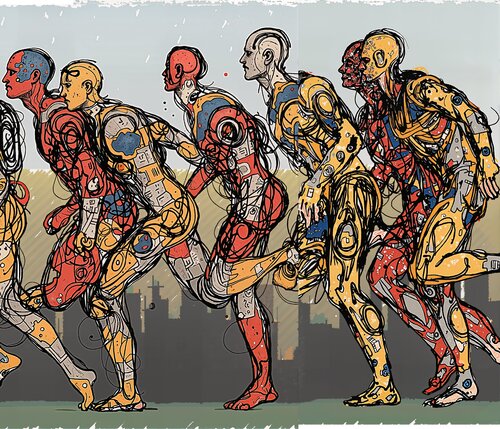 Crowd Running Through the City-Part_2 di Dan Obana, Stampa in vendita su Singulart