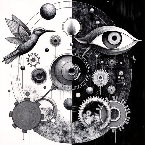 Bird in Penumbra and the Mechanical Circle van Dan Obana, Afdruk te koop op Singulart