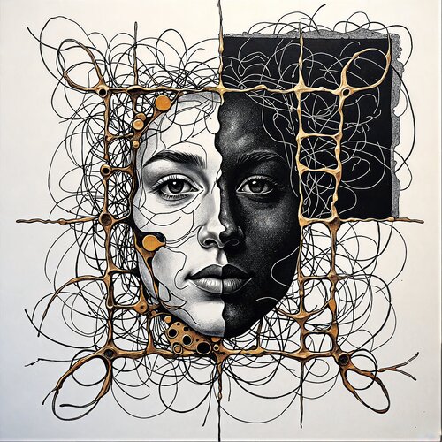 Portrait of Symmetry: Light and Shadow di Dan Obana, Stampa in vendita su Singulart
