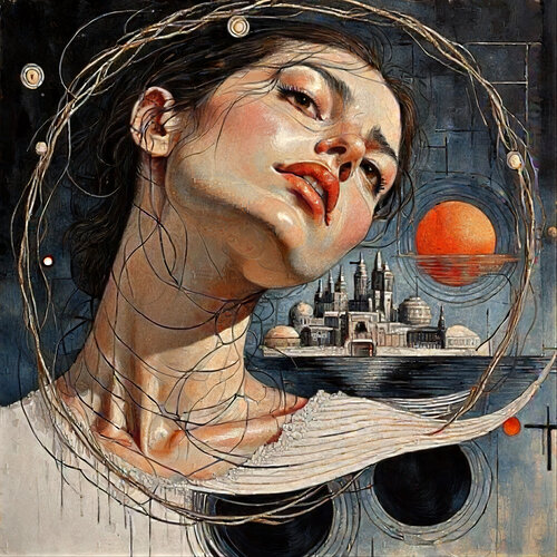 A Tilted Gaze and the Crimson Sphere di Dan Obana, Stampa in vendita su Singulart