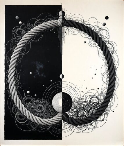 Dialogue of Light and Shadow in Twin Rings par Dan Obana, Édition en vente sur Singulart