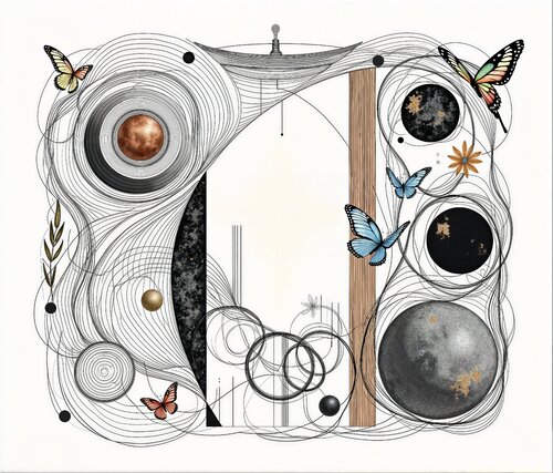 Cosmic Poem of Flowers and Orbits di Dan Obana, Stampa in vendita su Singulart