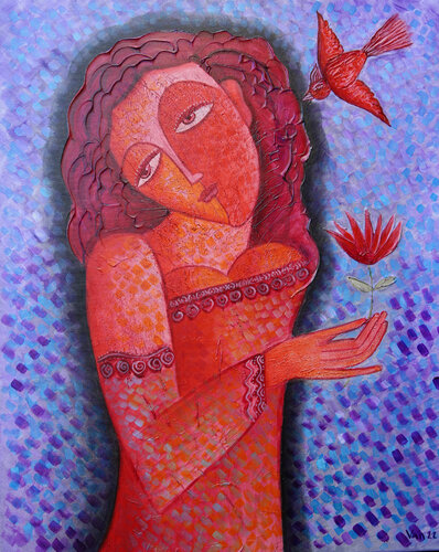 Red Bird van Van Hovak, Schilderij te koop op Singulart