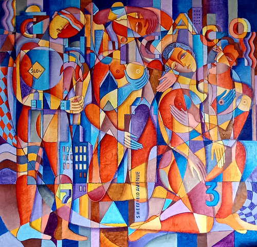 Night in Chicago di Van Hovak, Pittura in vendita su Singulart