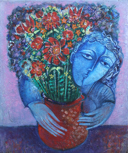 Girl with Flowers de Van Hovak, Pintura a la venta en Singulart