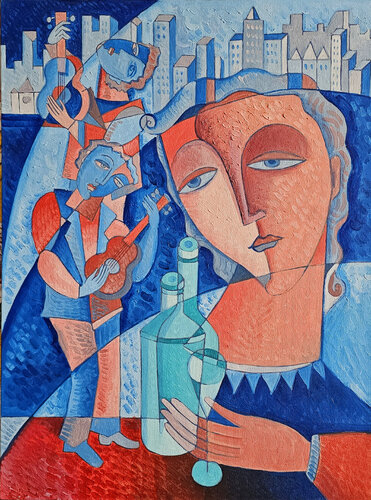 City Evening van Van Hovak, Schilderij te koop op Singulart