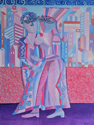 Evening Promenade van Van Hovak, Schilderij te koop op Singulart