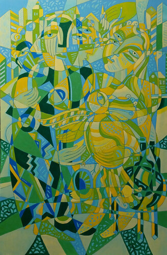 Musical duet with Whimsical Bird di Van Hovak, Stampa in vendita su Singulart