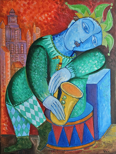 Clown in Dreams van Van Hovak, Schilderij te koop op Singulart