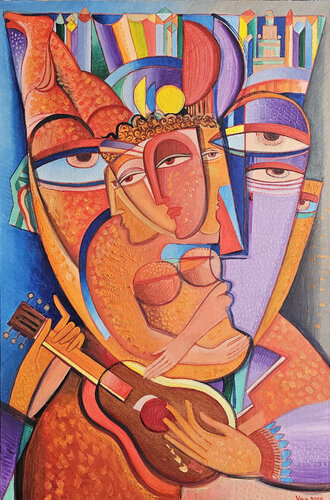 Making music on the guitar von Van Hovak, Malerei kaufen auf Singulart