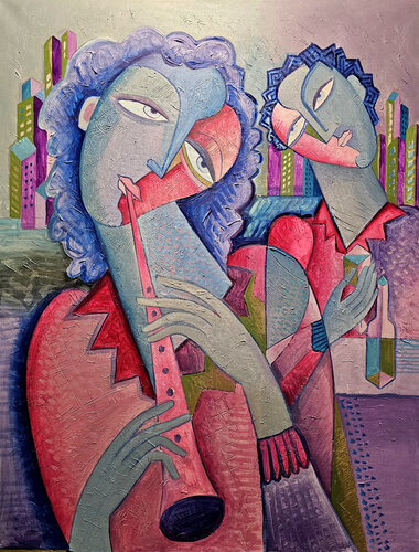 Evening in the City van Van Hovak, Schilderij te koop op Singulart