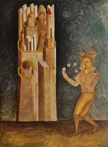 The City and The Clown di Van Hovak, Pittura in vendita su Singulart