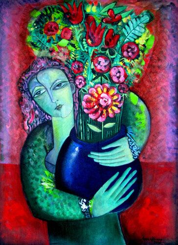 Girl with a Flowers di Van Hovak, Stampa in vendita su Singulart