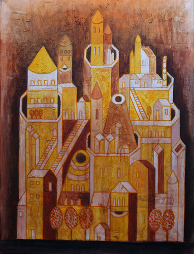 Golden City by Van Hovak, 회화 for Sale on Singulart
