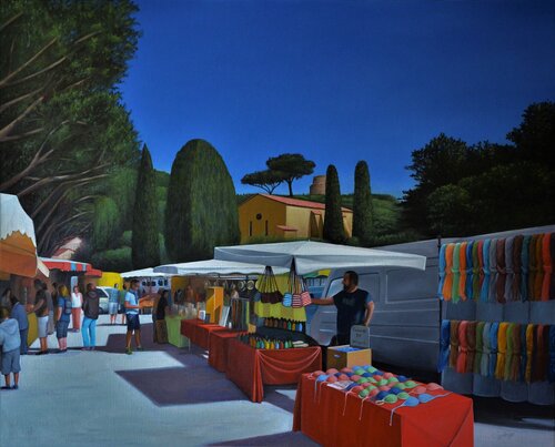 Bormes les Mimosas - Le Marché de Charles Unger, Pintura a la venta en Singulart