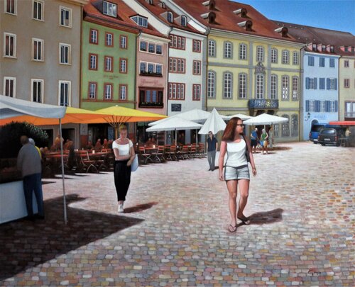 FRIBOURG - Place de la Cathédrale de Charles Unger, Pintura a la venta en Singulart