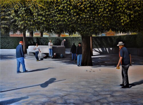 Les Joueurs de Pétanque. de Charles Unger, Pintura a la venta en Singulart