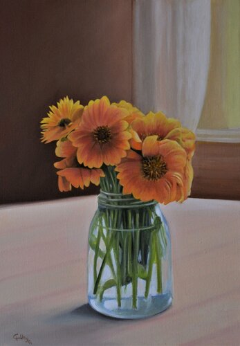 Le petit bouquet de Gazanias de Charles Unger, Pintura a la venta en Singulart