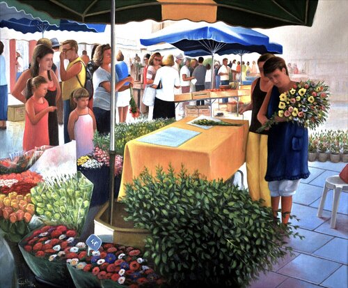 La Fleuriste. de Charles Unger, Pintura a la venta en Singulart