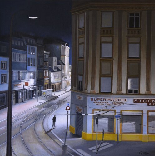 Faubourg National - 3 h du matin - (ou solitude nocturne) de Charles Unger, Pintura a la venta en Singulart