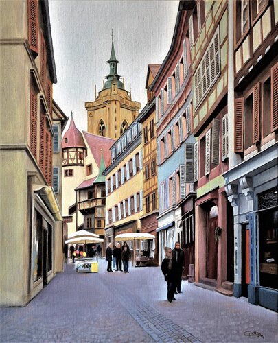 COLMAR - Rue des Marchands de Charles Unger, Pintura a la venta en Singulart