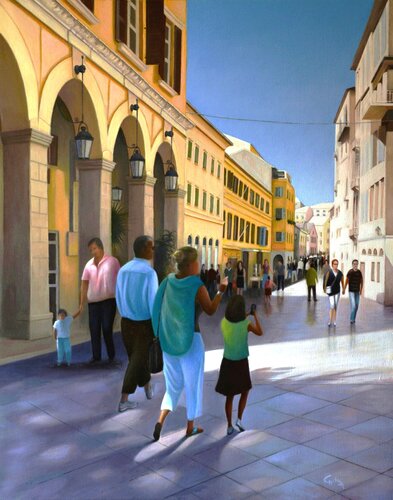 Touristes à Corfou. de Charles Unger, Pintura a la venta en Singulart