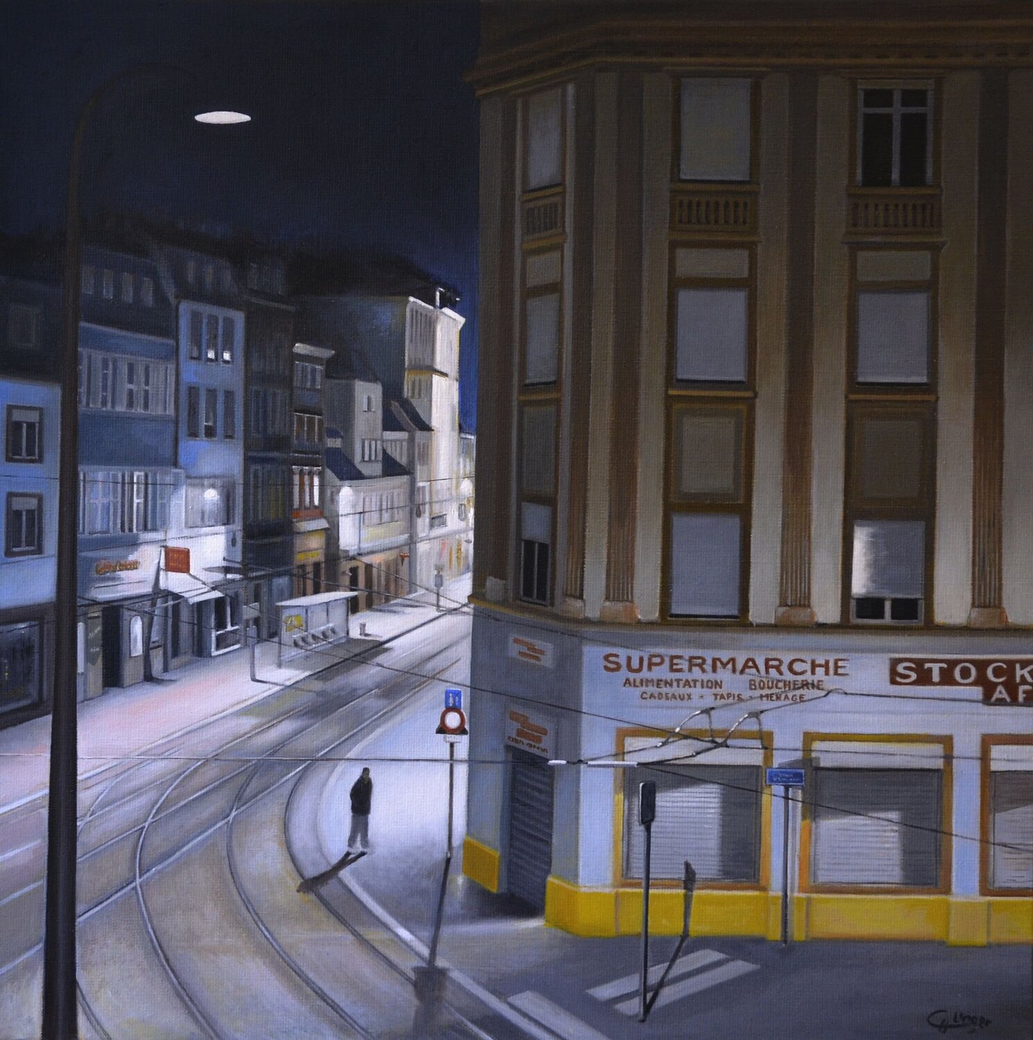 Faubourg National - 3 h du matin - (ou solitude nocturne) Charles Unger Originalgemälde zu verkaufen