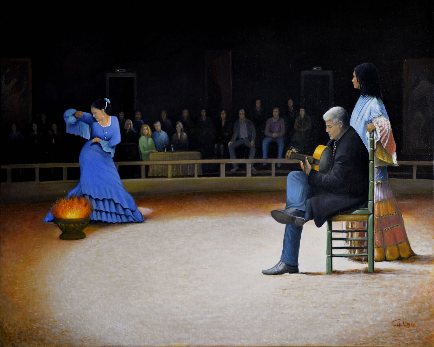 Flamenco aux Saintes-Maries-de-la-Mer Charles Unger Originalgemälde zu verkaufen