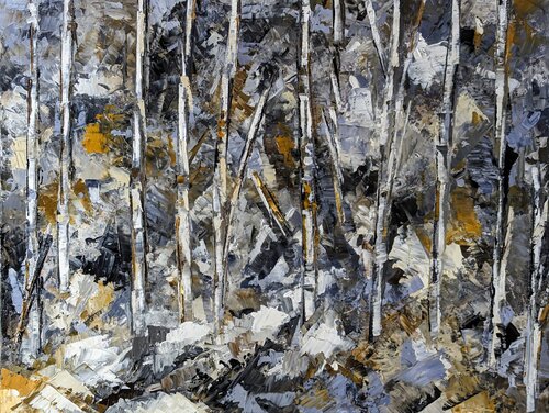 Frosted birch landscape van Nicole Caron, Schilderij te koop op Singulart